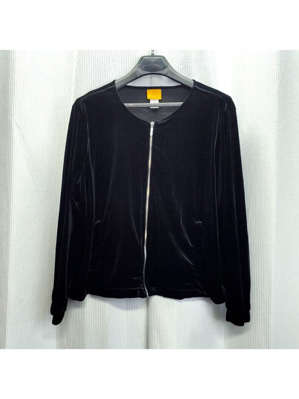 Ruby Rd. Velvet Zip-Up Jacket Elastic Cuffs Women's XL Hangs Well Off Shoulders